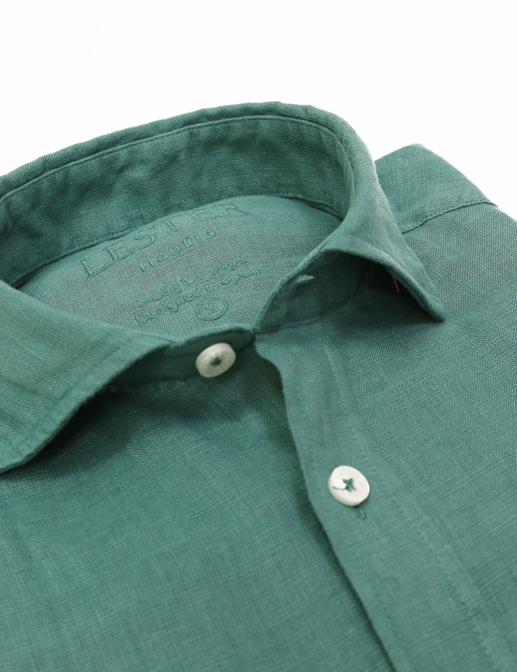 Camisa lino lisa lavada Verde medio