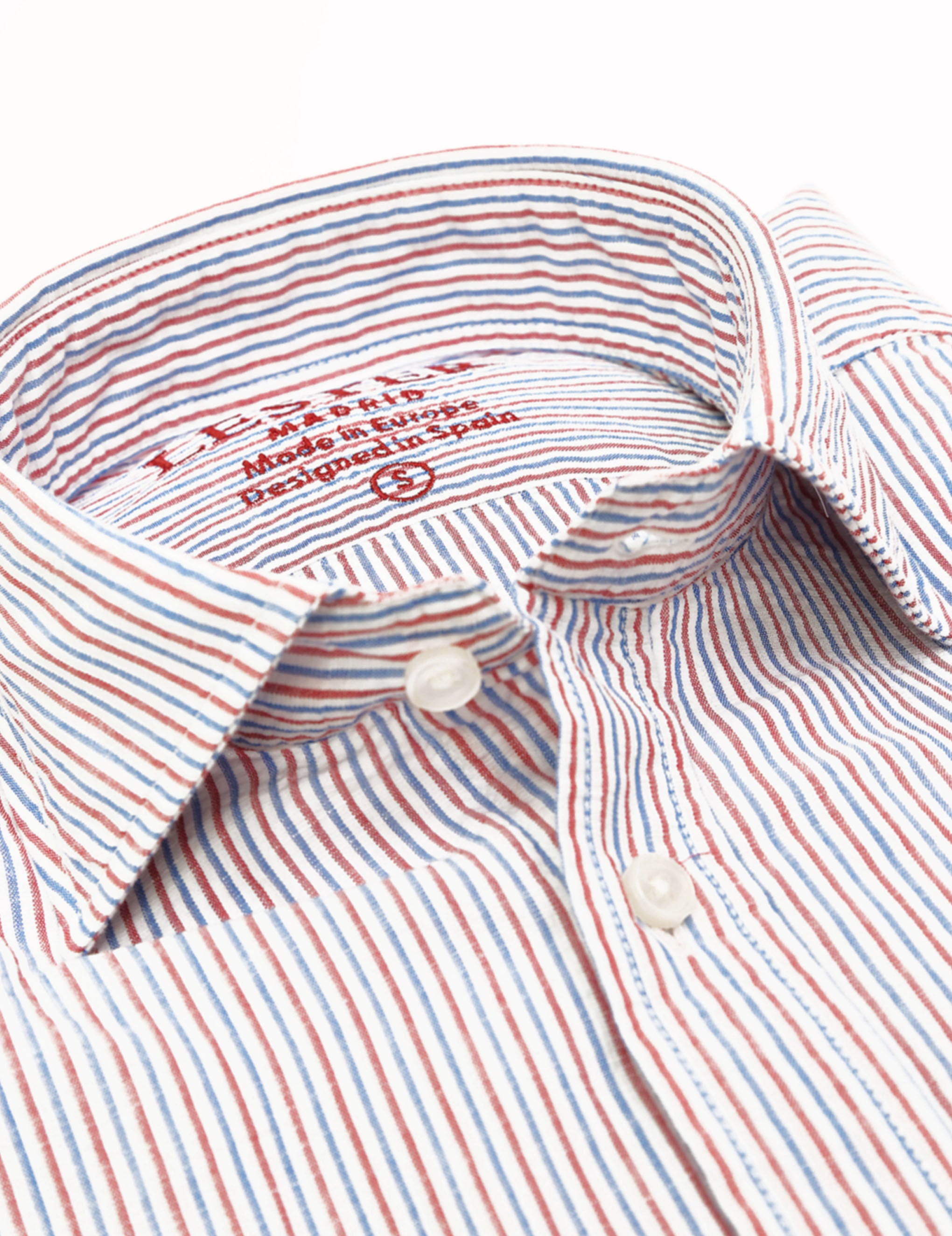Camisa lino algodón mil rayas Azul/rojo