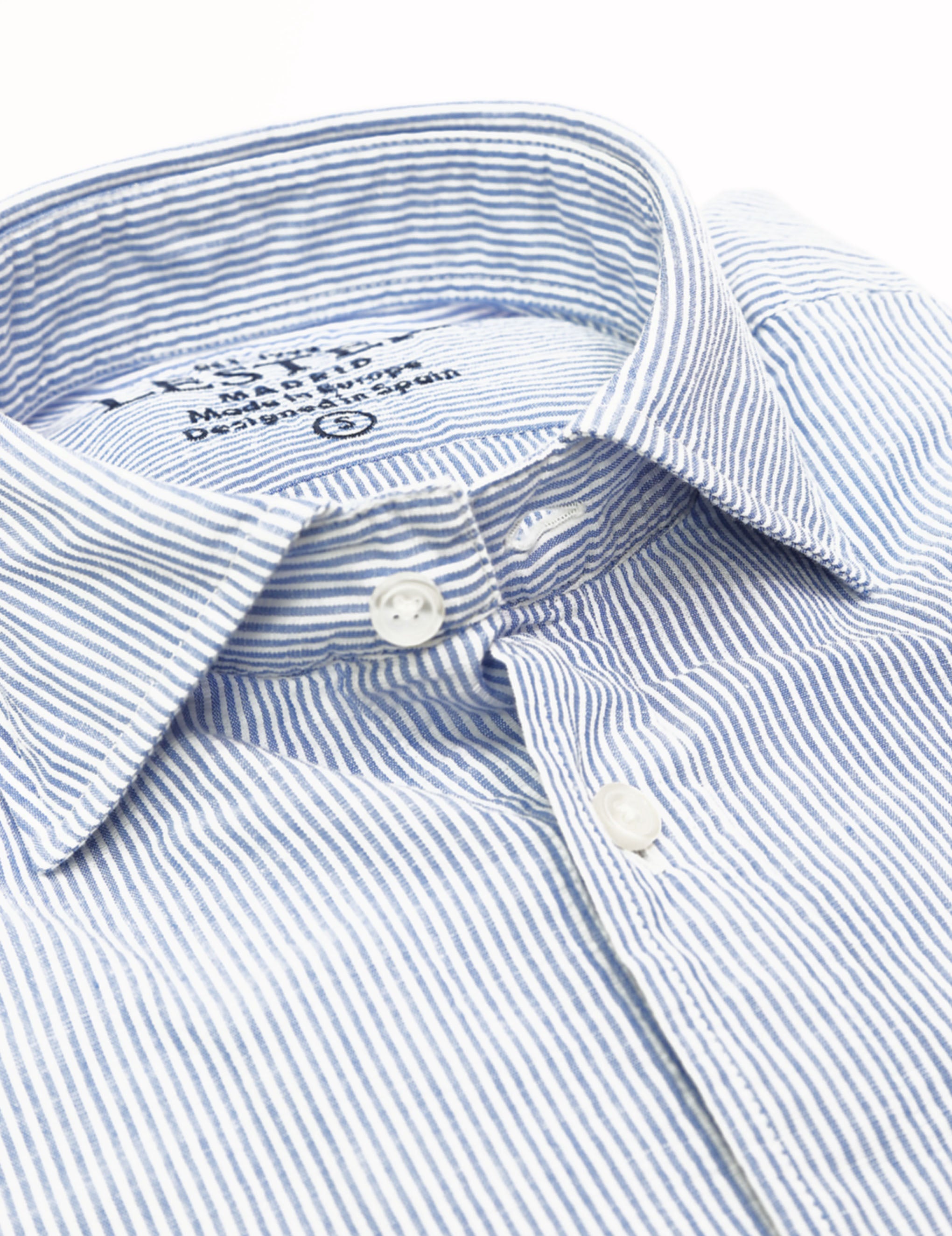 Camisa lino algodón mil rayas Azul