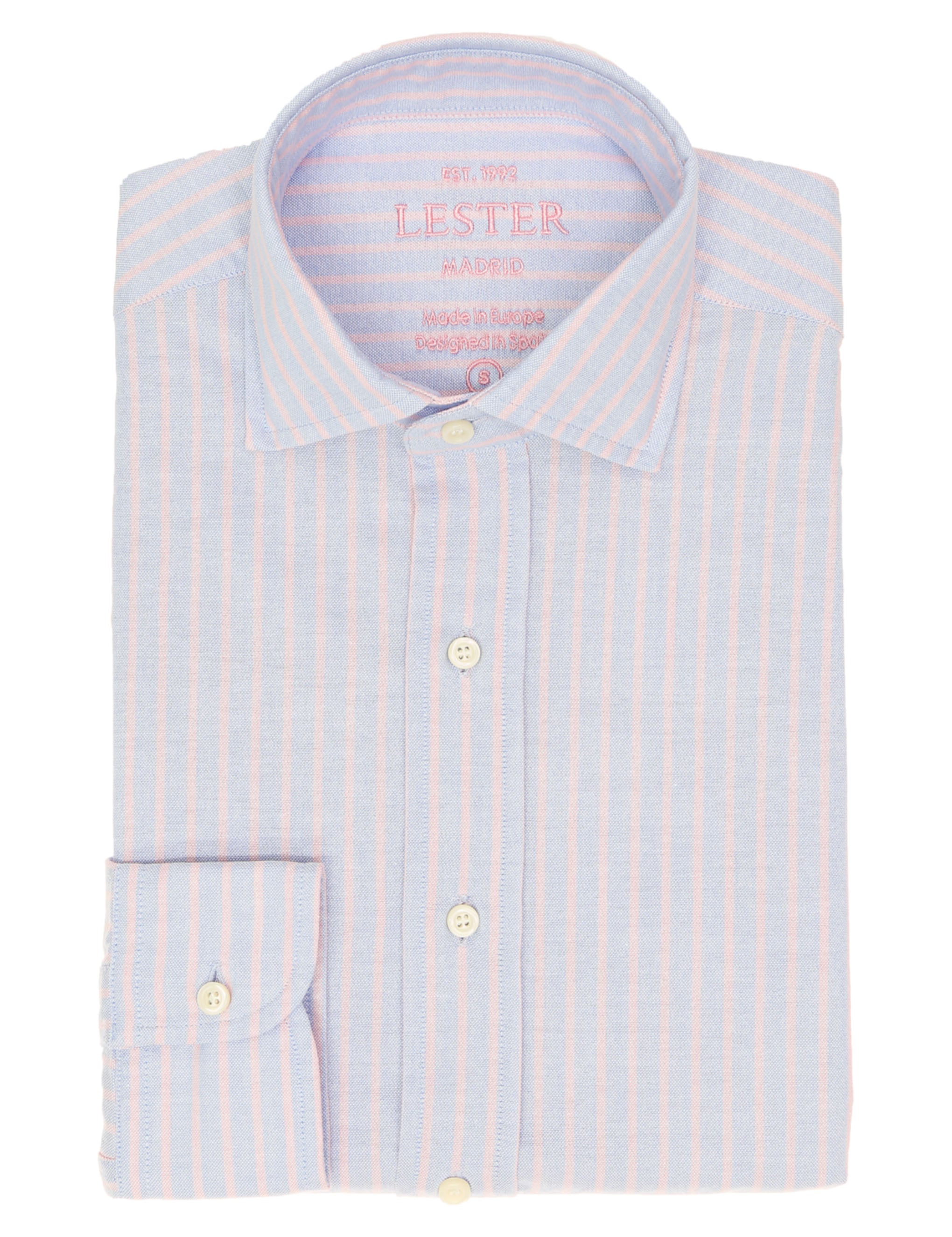 Camisa sport oxford raya Azul/rosa