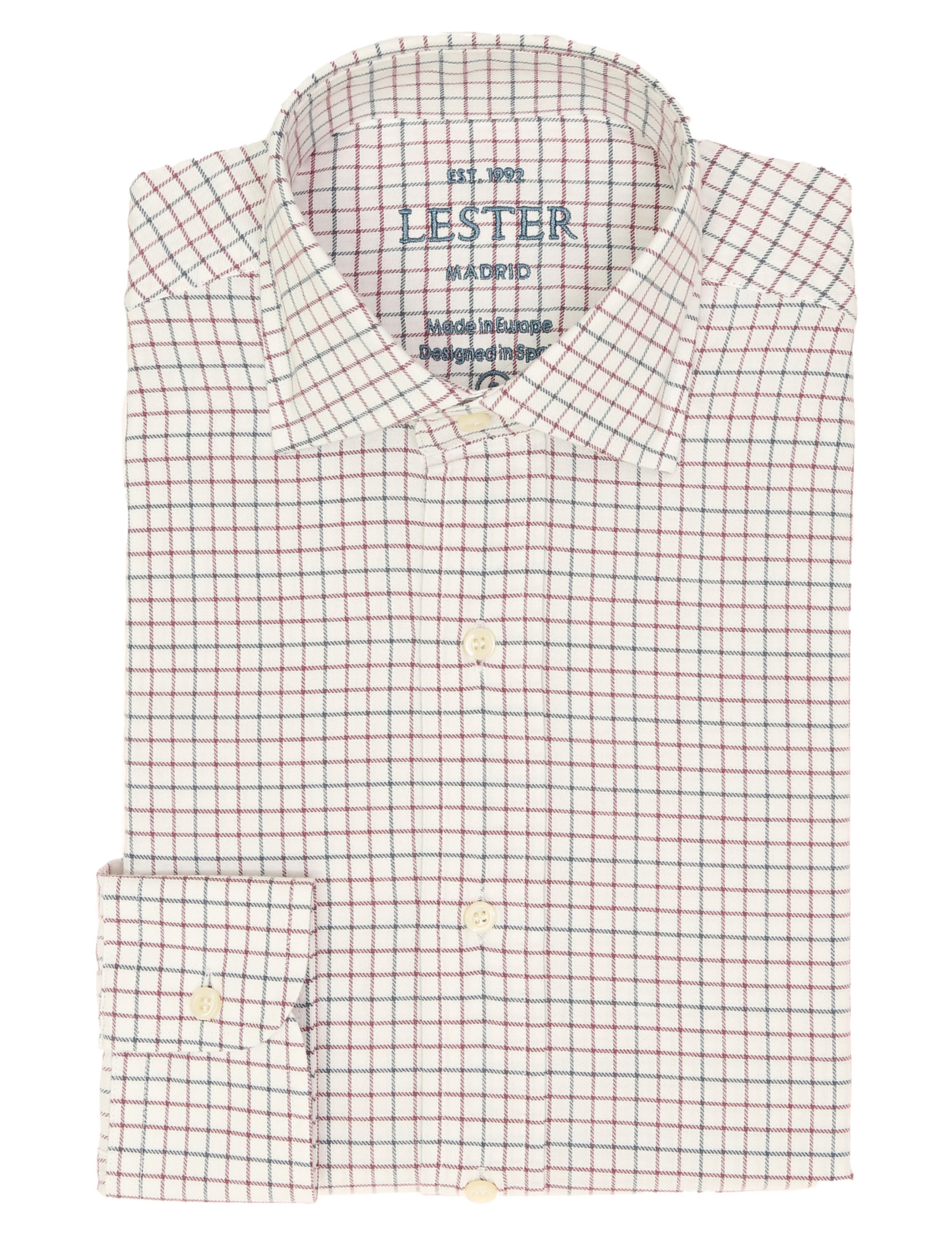 Camisa sport viela cuadro pequeño Azul/burdeos