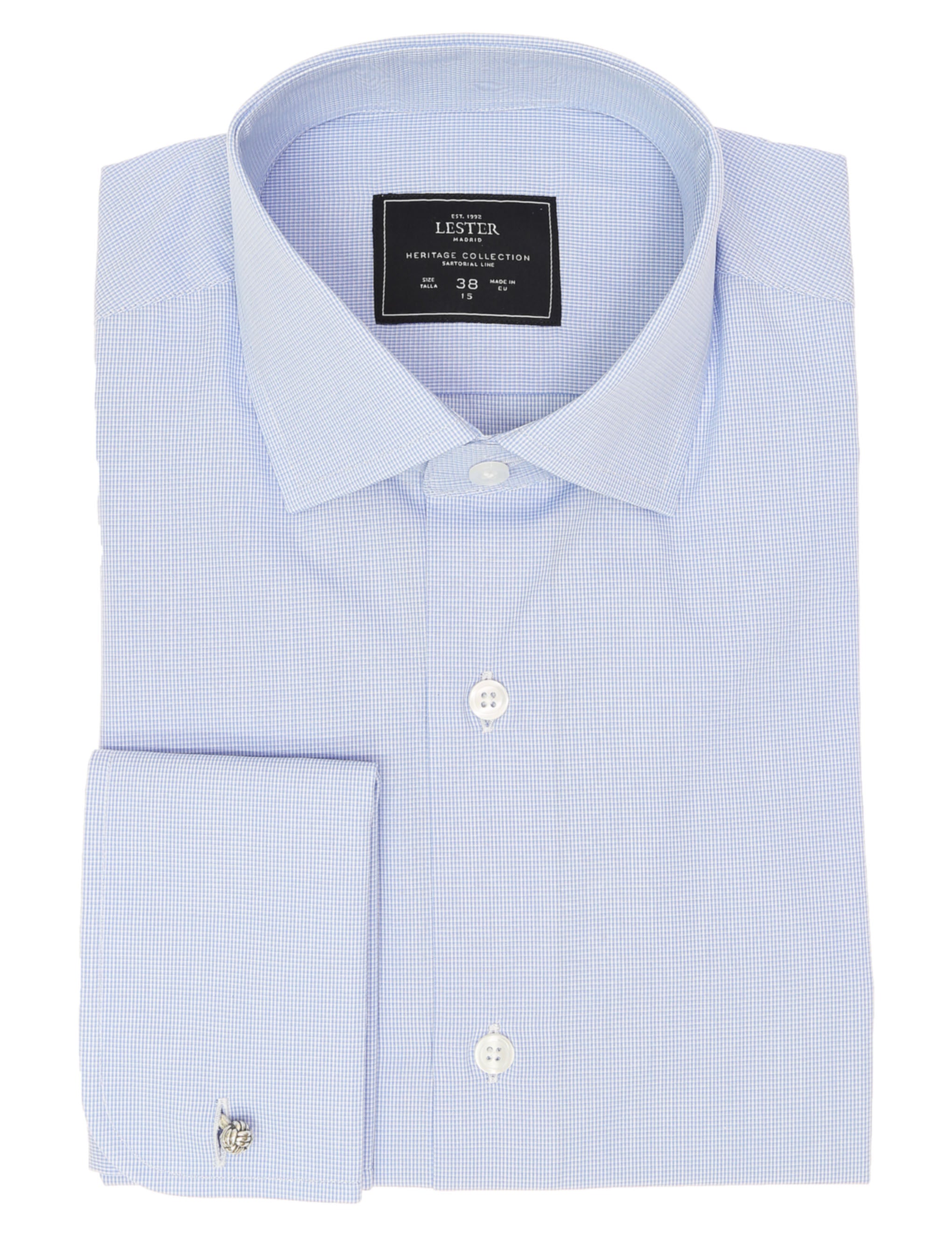Camisa vestir raya vichy Azul