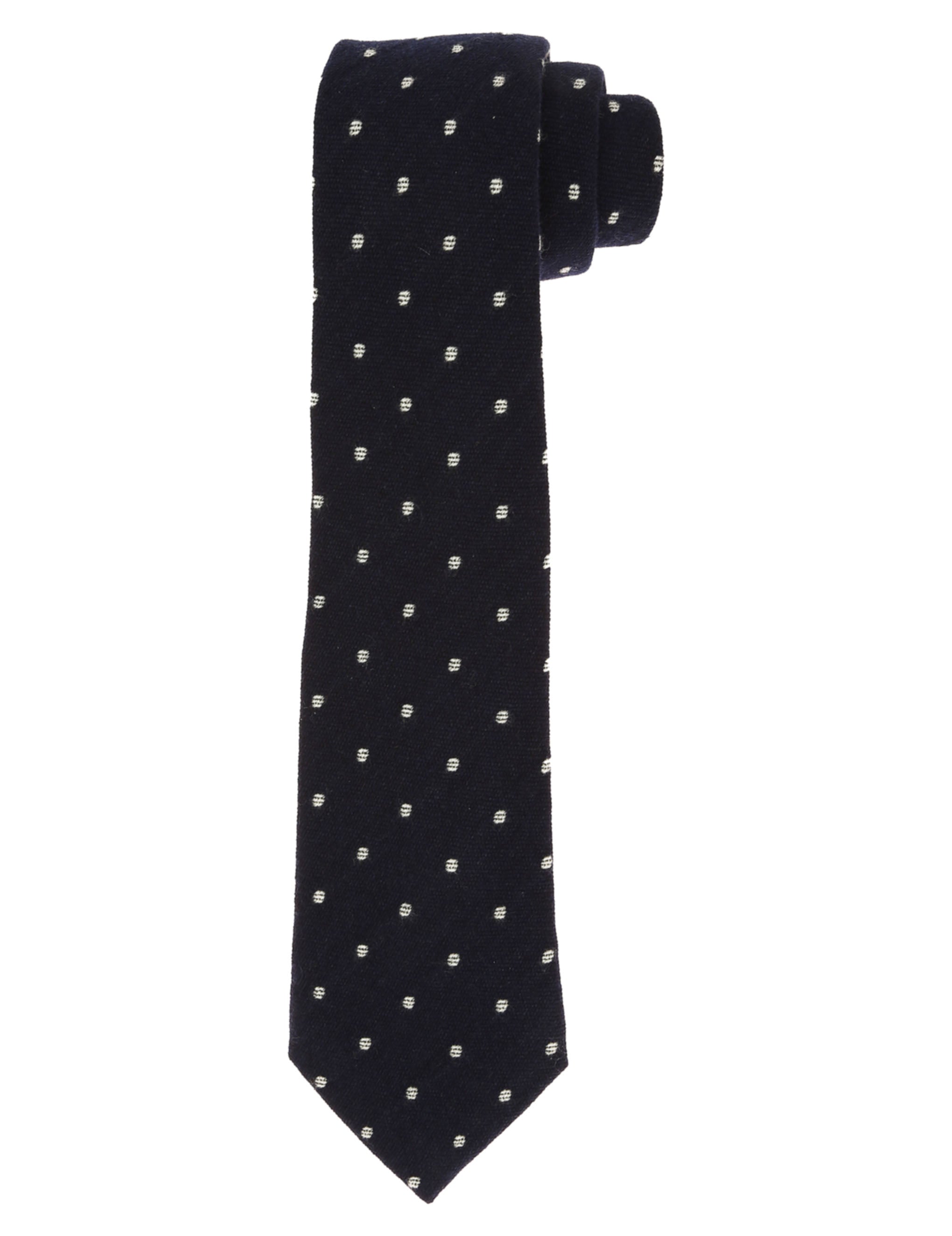 Corbata cashmere pois Azul/blanco