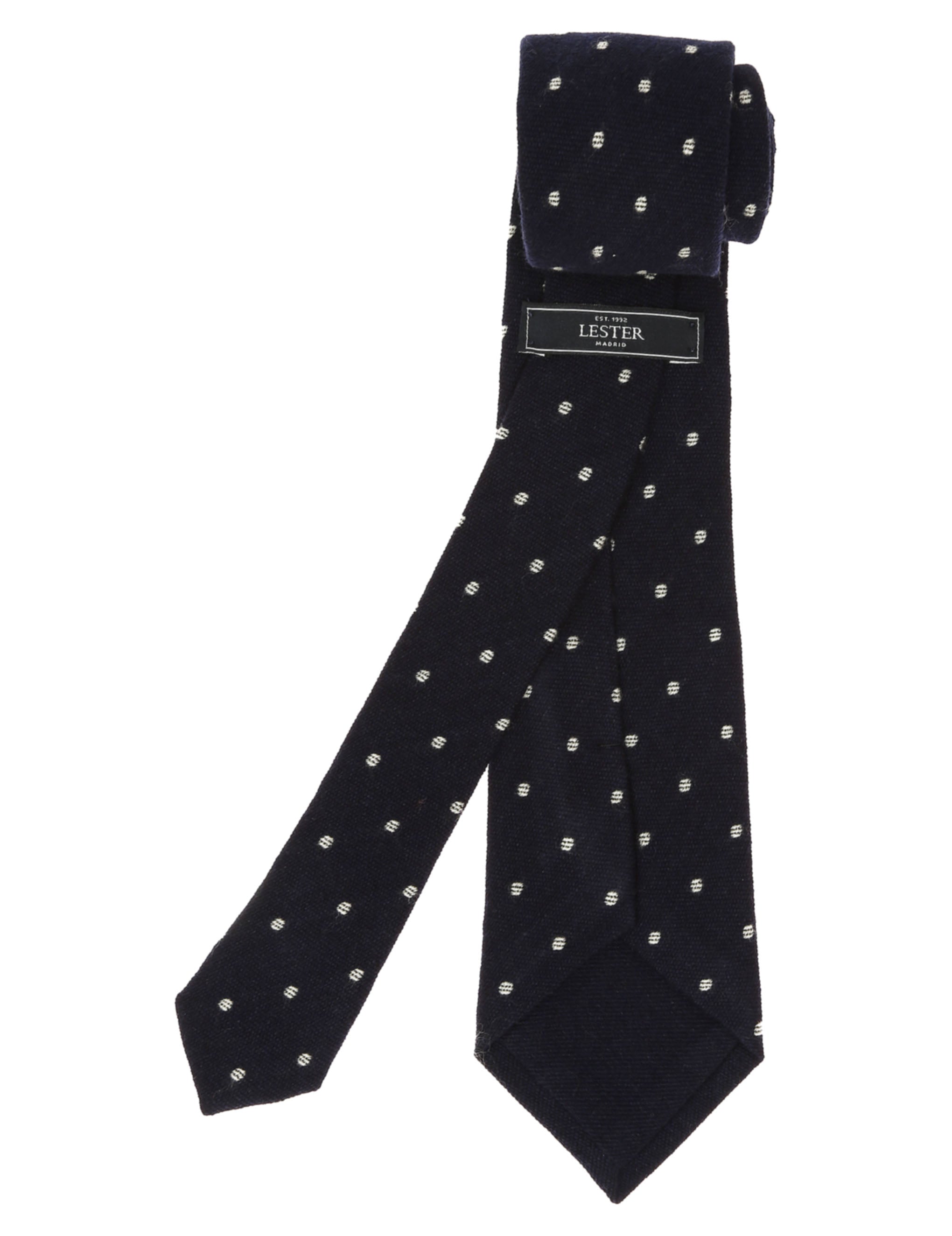 Corbata cashmere pois Azul/blanco