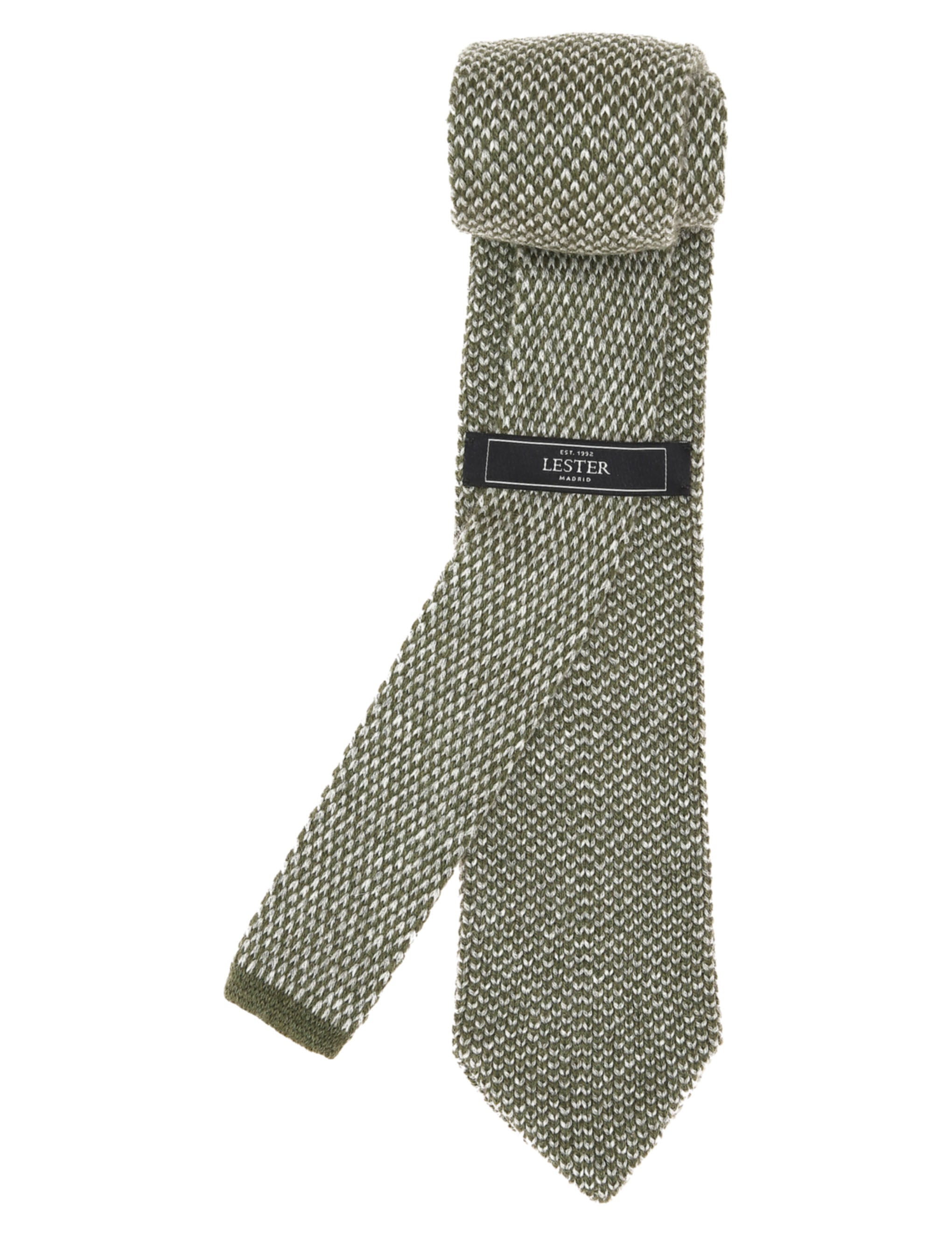Corbata maglia cashmere Verde/gris
