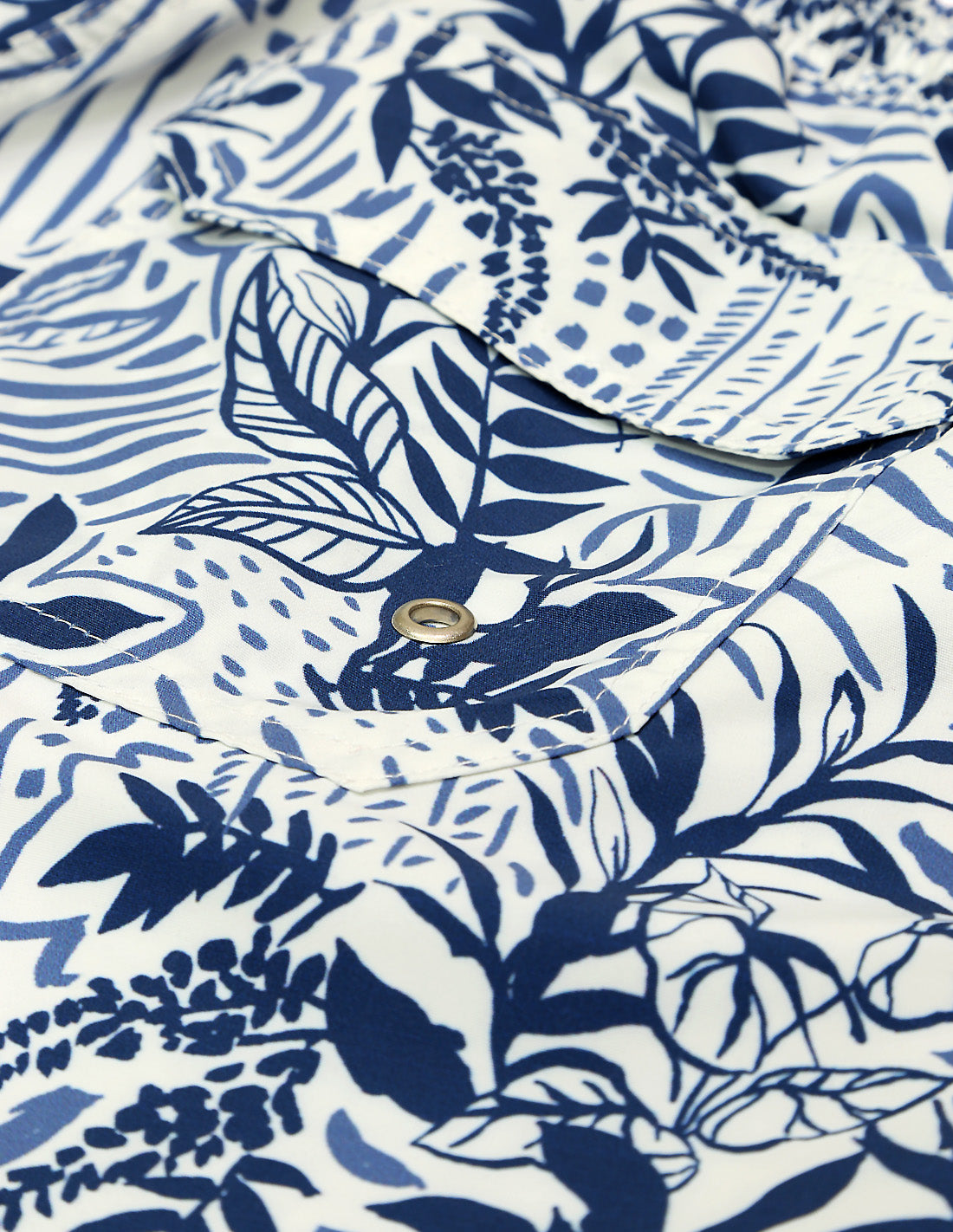 Traje de baño hojas fondo rayas Azul/blanco