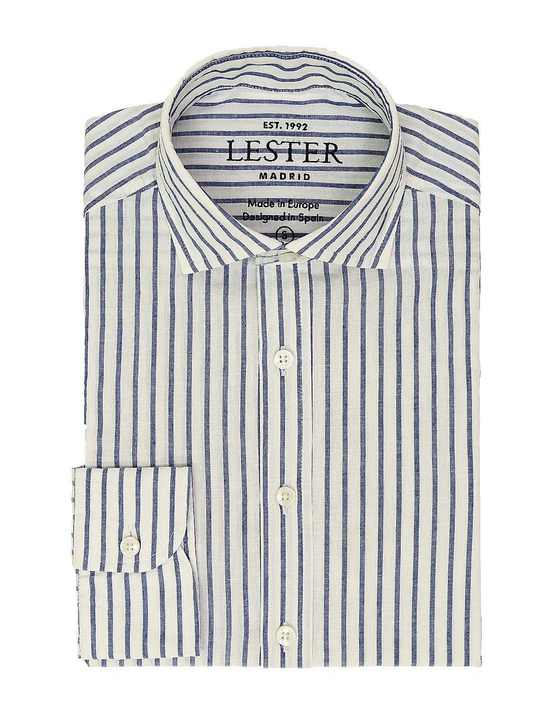 Camisa sport lino raya ancha Azul