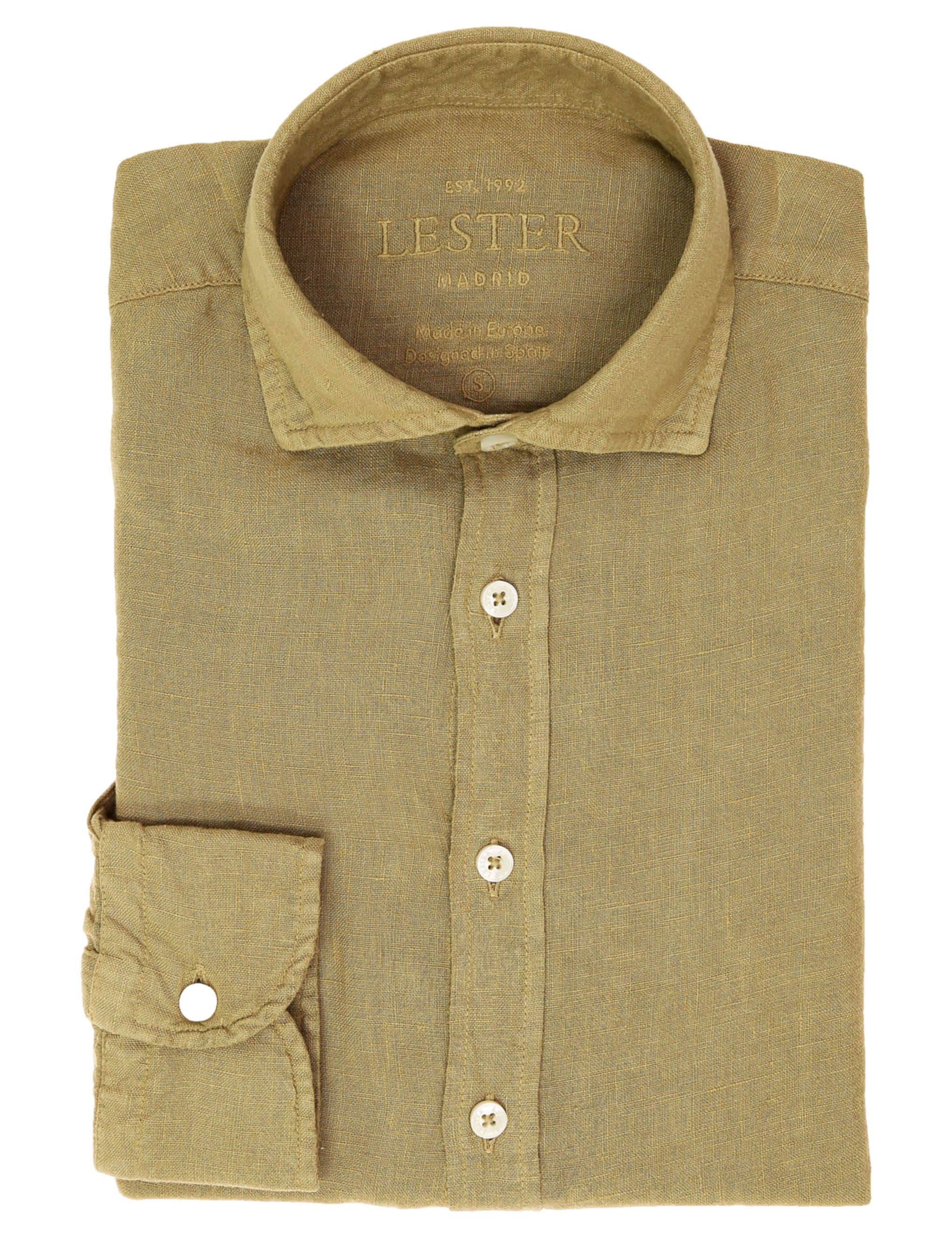 Camisa lino lisa lavada Beige