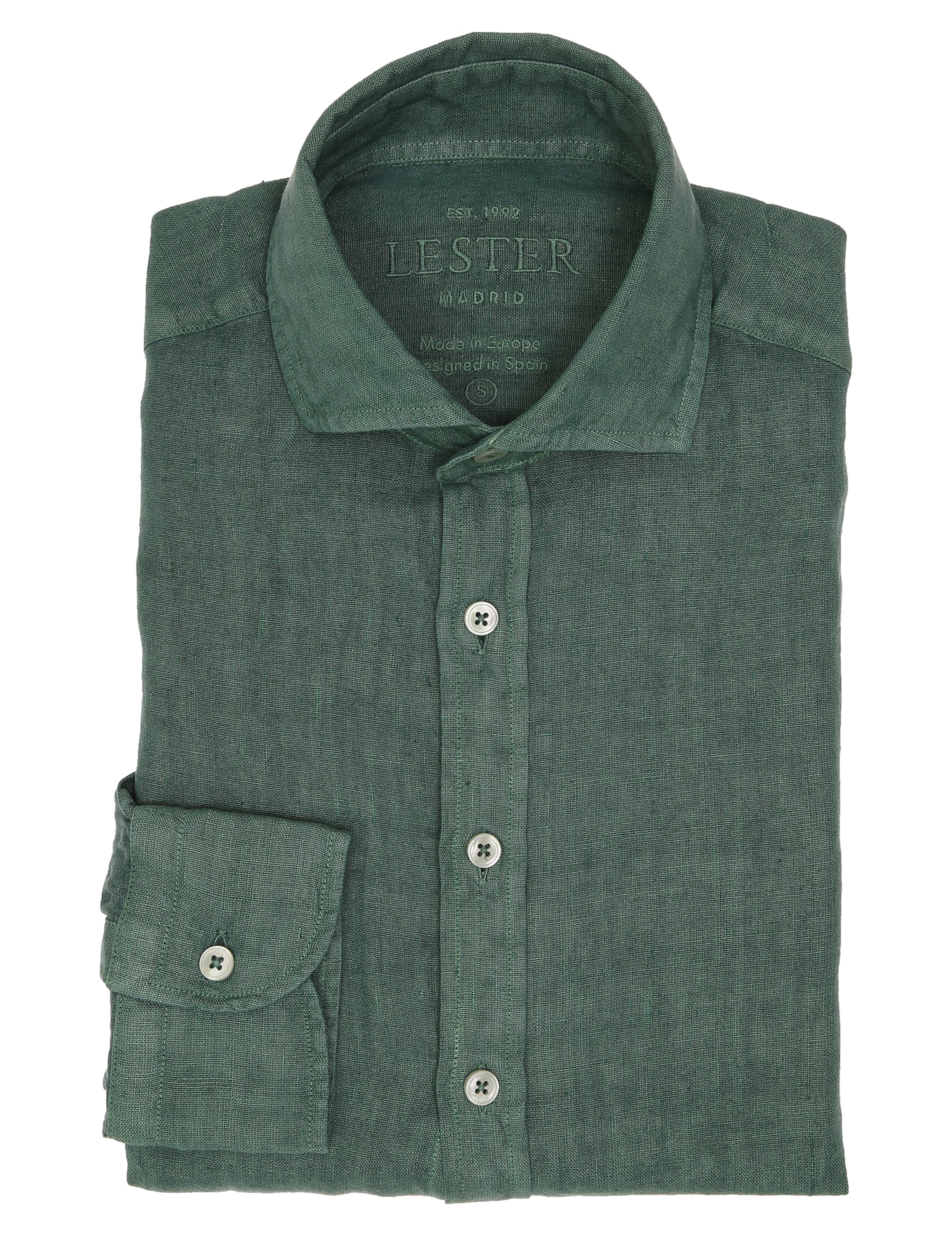Camisa lino lisa lavada Verde medio