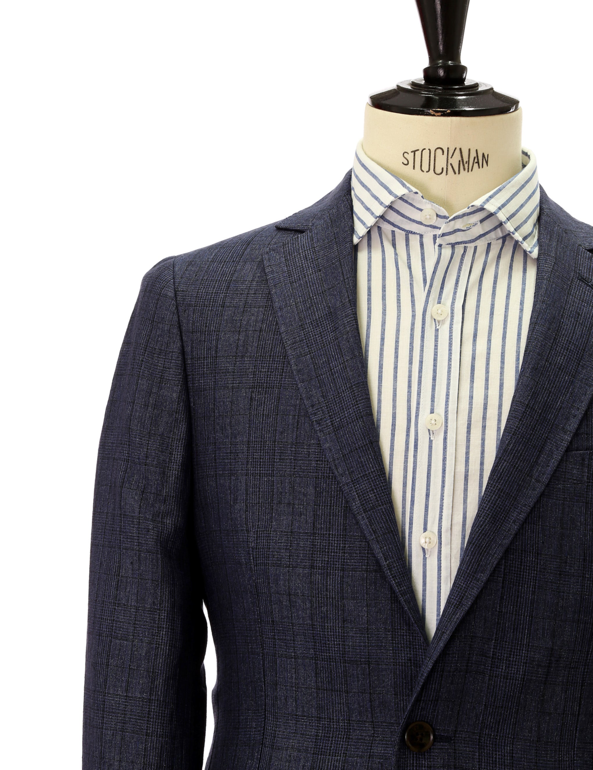 Chaqueta cuadros lino Azul