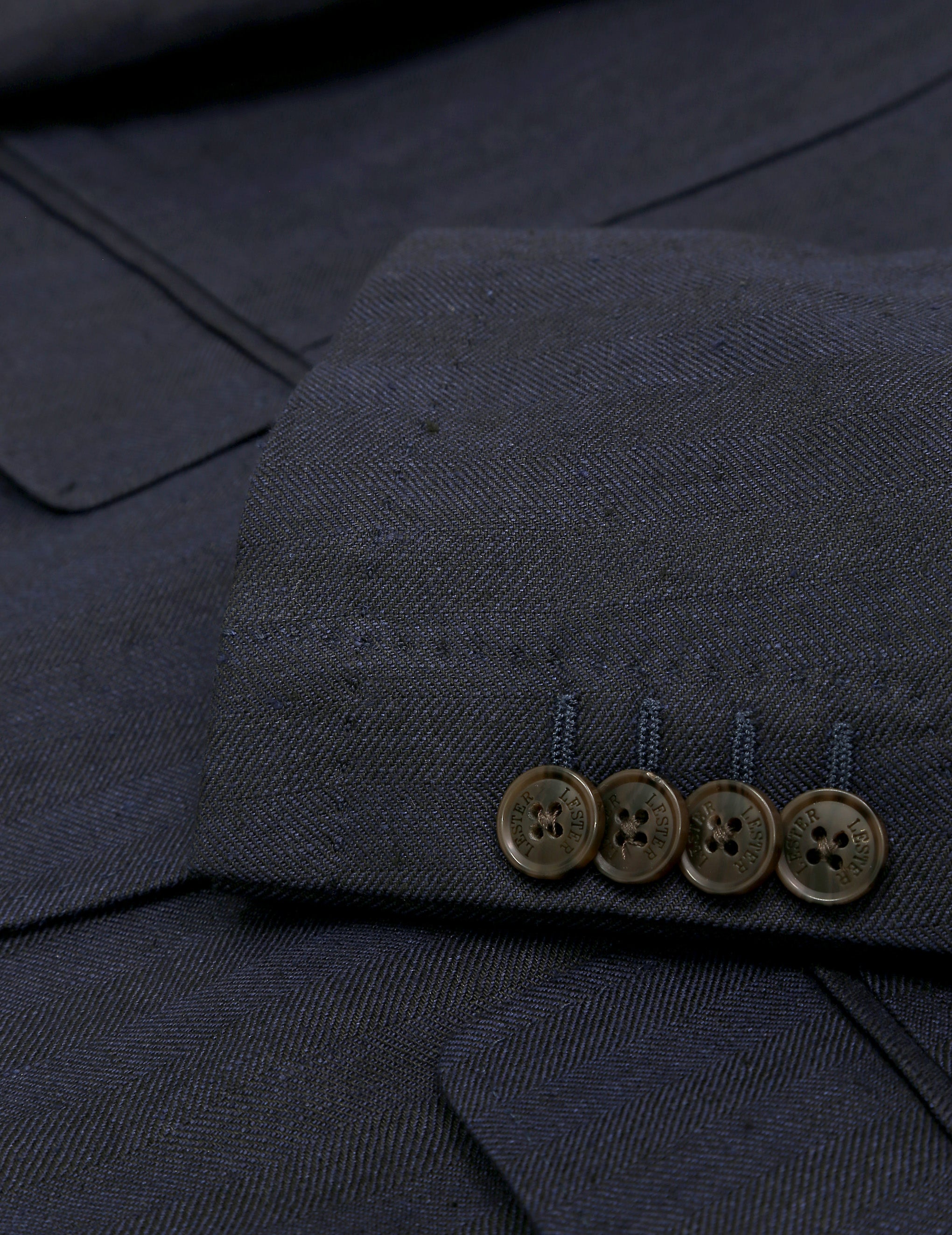 Chaqueta lino espiga Azul oscuro