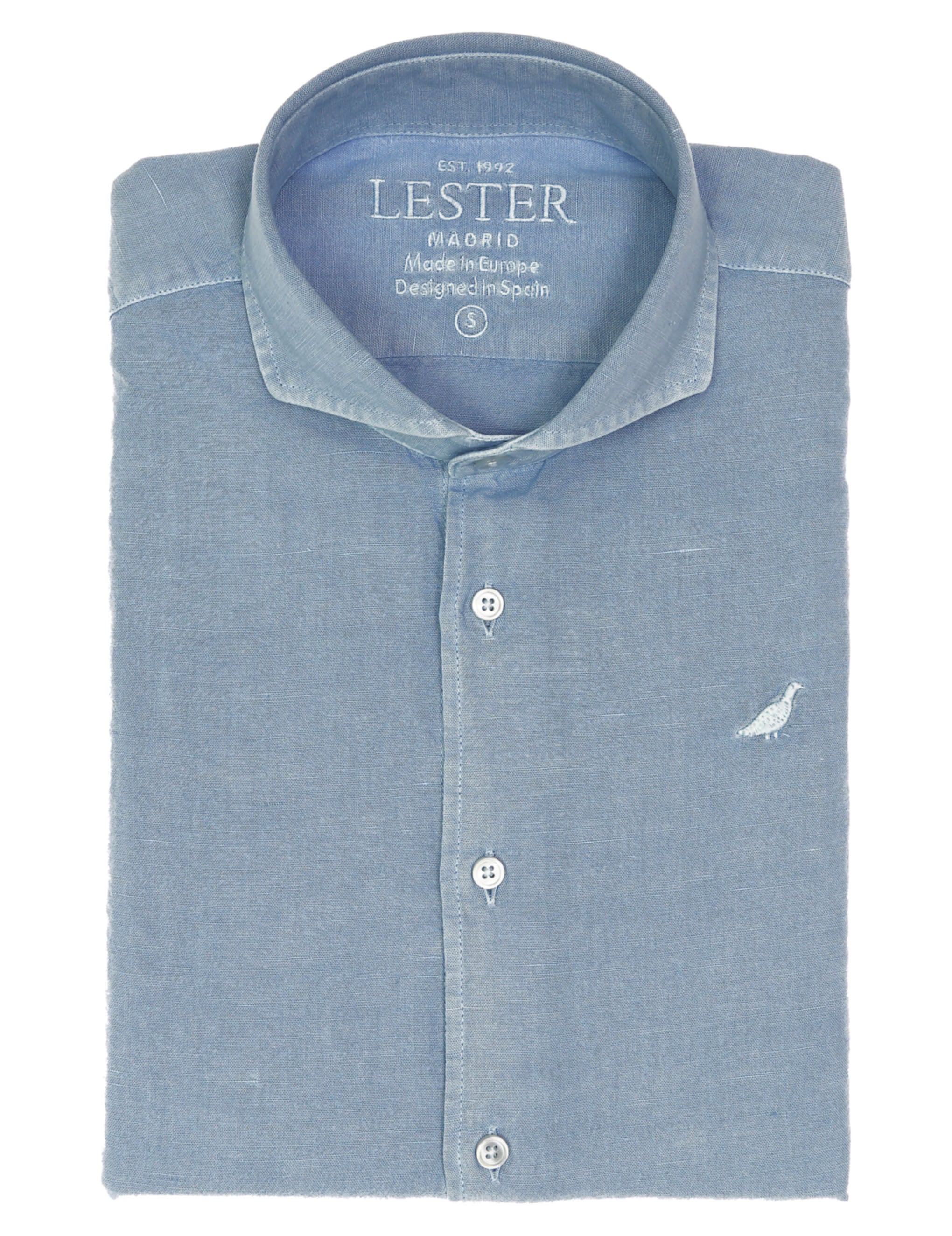 Camisa lino algodón lavada Azul claro