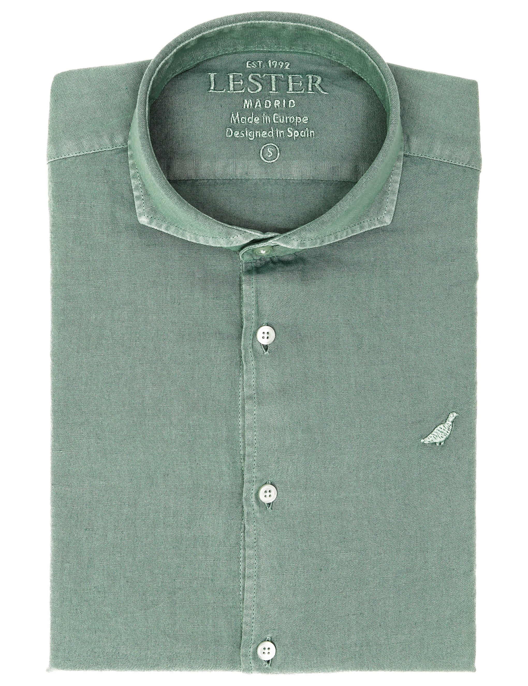 Camisa lino algodón lavada Verde oscuro