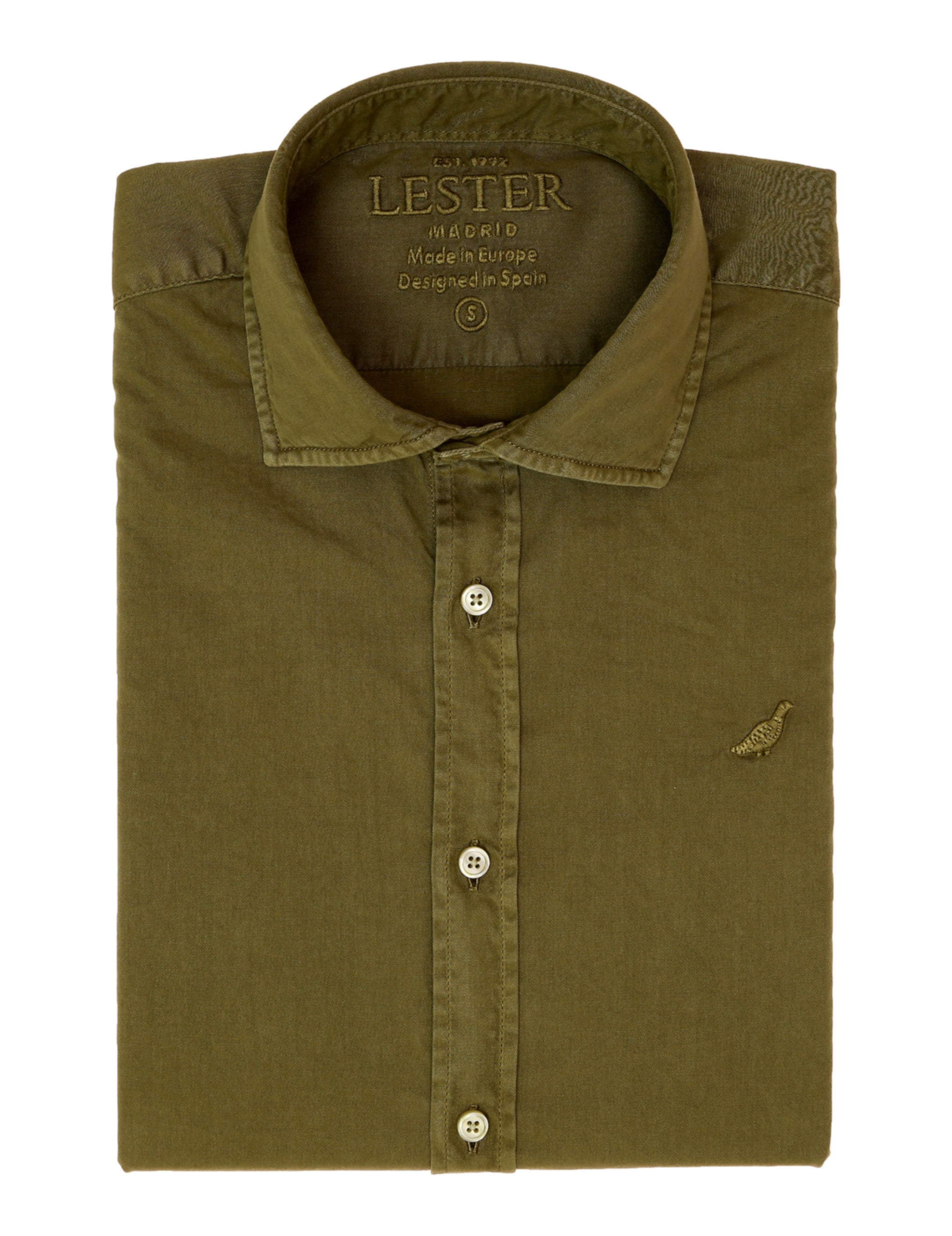 Camisa sarga tintada Verde oscuro