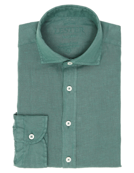 Camisa lino lisa lavada Verde medio