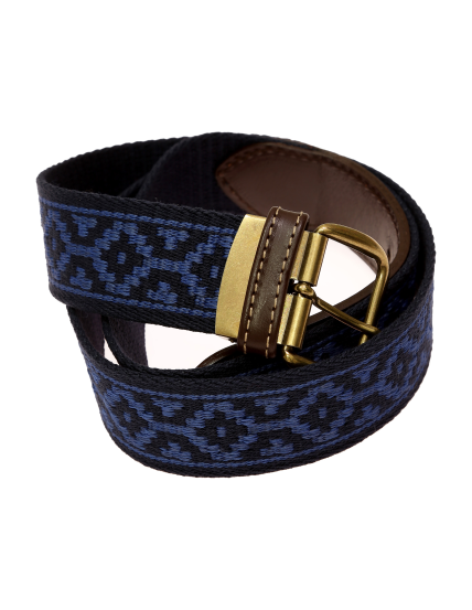Cinturón lona dibujo geometrico Azul/azul