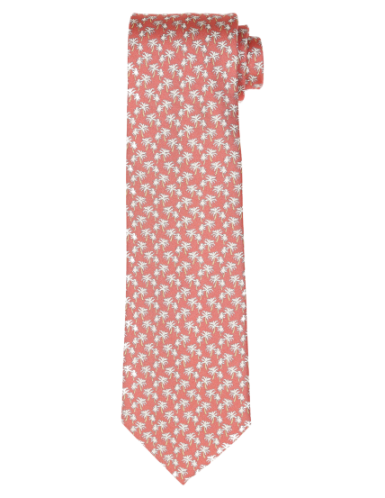 Corbata palmeras Rosa/gris
