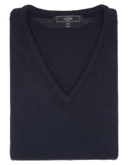 Jersey cashmere pico Azul oscuro