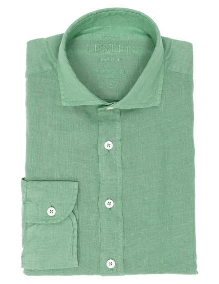 Camisa lino lisa lavada Verde claro