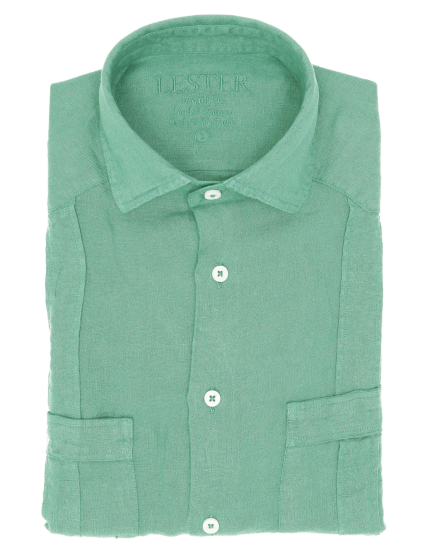 Camisa lino jaretas Verde claro