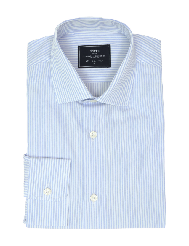 Camisa vestir fil a fil raya fina Azul