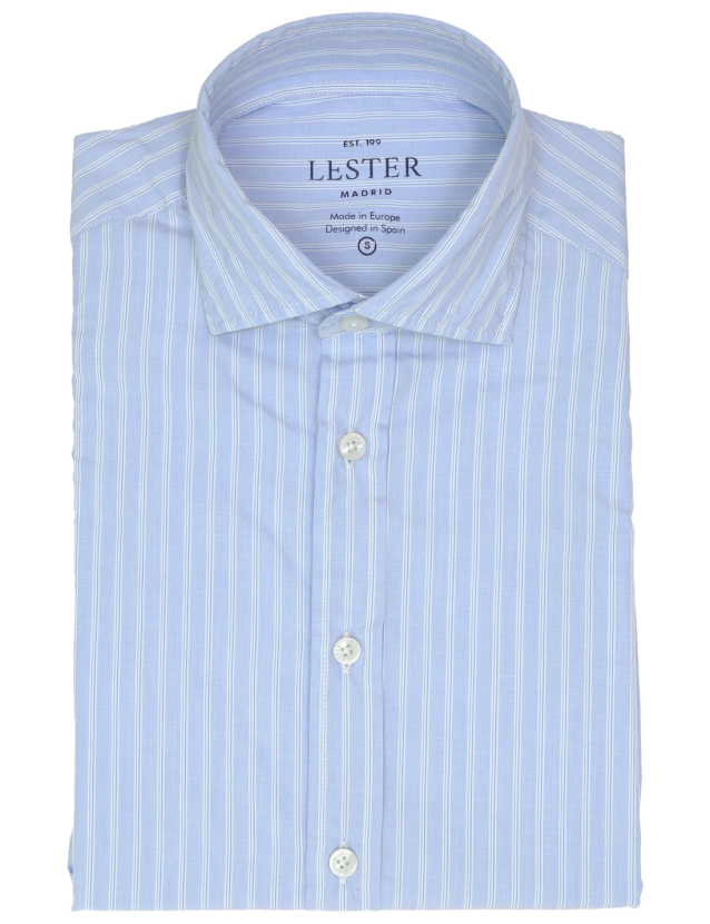 Camisa sport popelin 2 rayas Azul