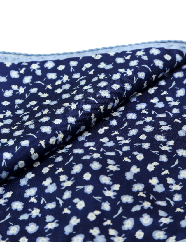 Pañuelo seda flores Azul/azul 2