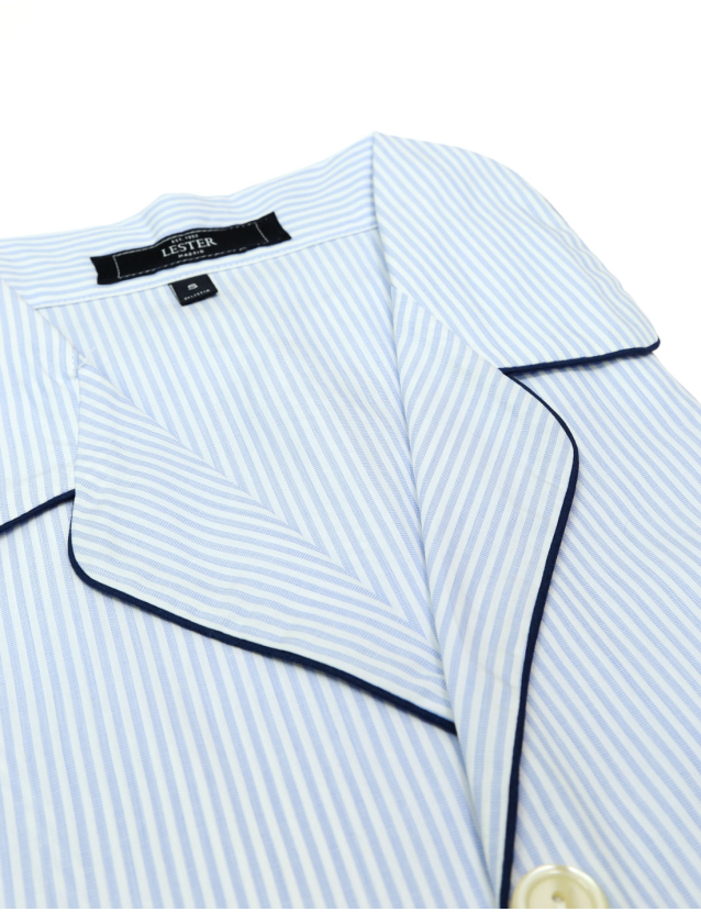 Pijama largo raya media Azul 2