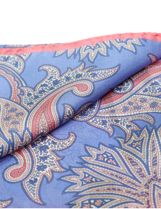 Pañuelo seda cashmeres Azul/rosa 2