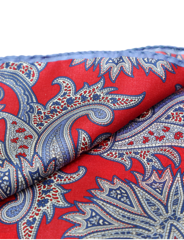 Pañuelo seda cashmeres Rojo/azul 2