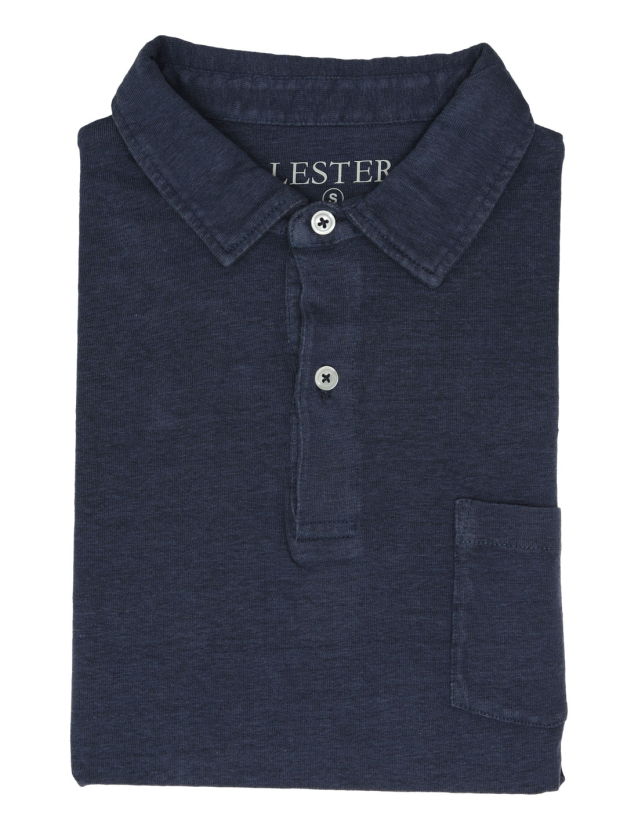 Polo manga corta lino Azul