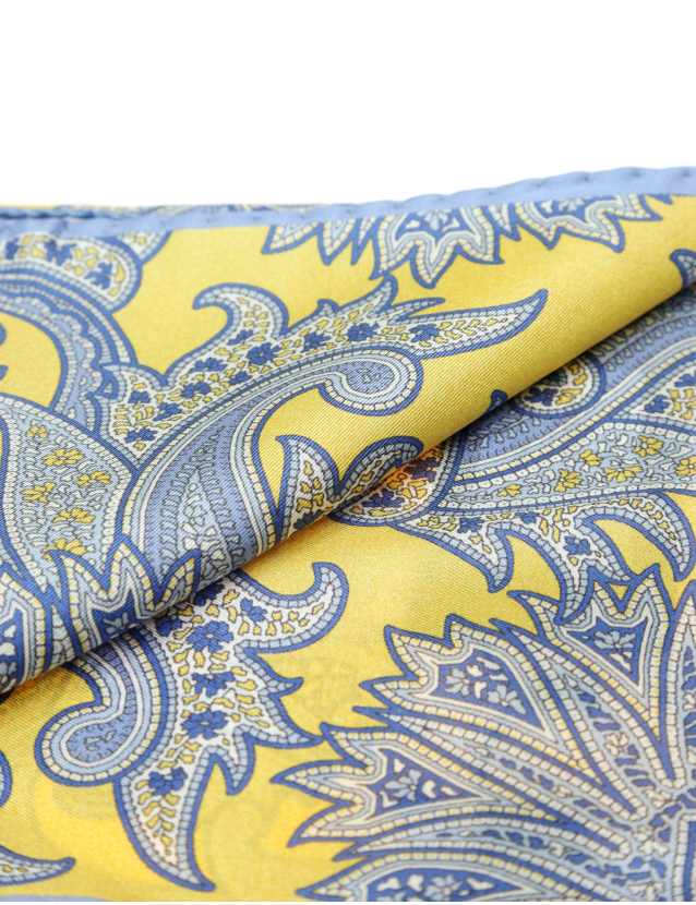Pañuelo seda cashmeres Amarillo/azul 2