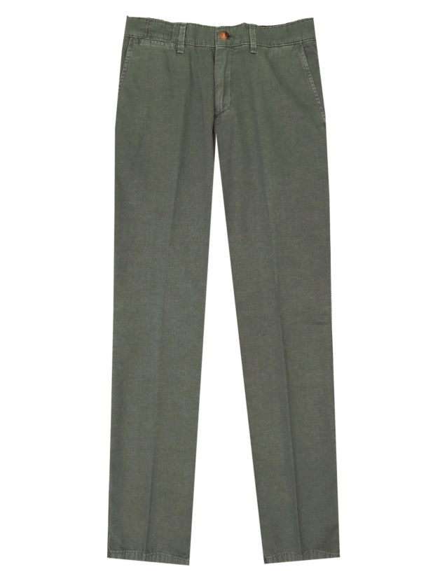Pantalón lino algodón tencel Verde oscuro