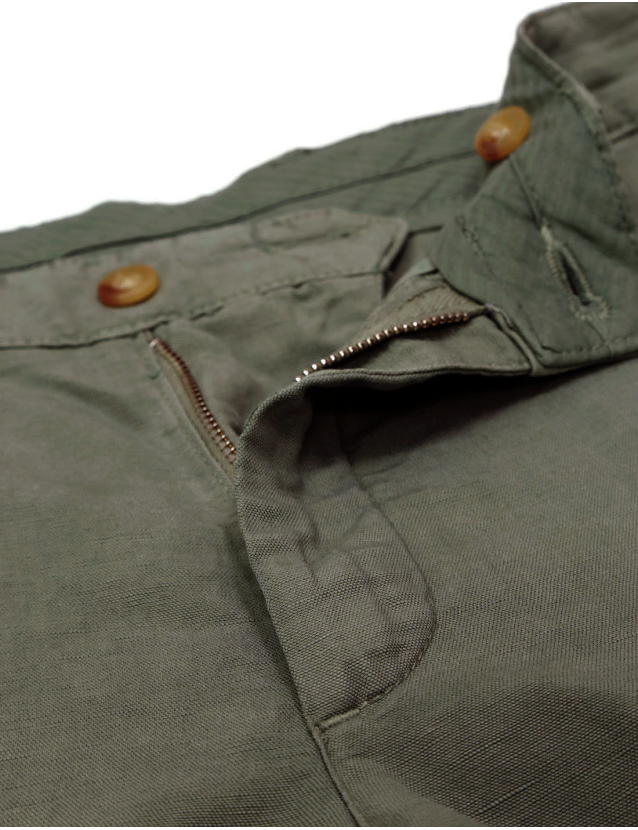 Pantalón lino algodón tencel Verde oscuro 2