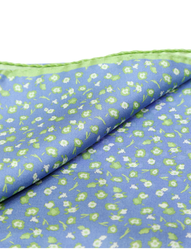 Pañuelo seda flores Verde/azul 2