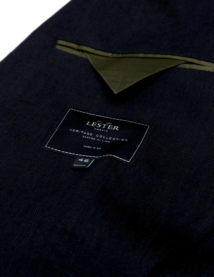 Chaqueta lino espiga Azul