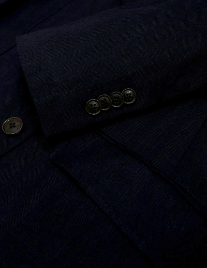 Chaqueta lino espiga Azul