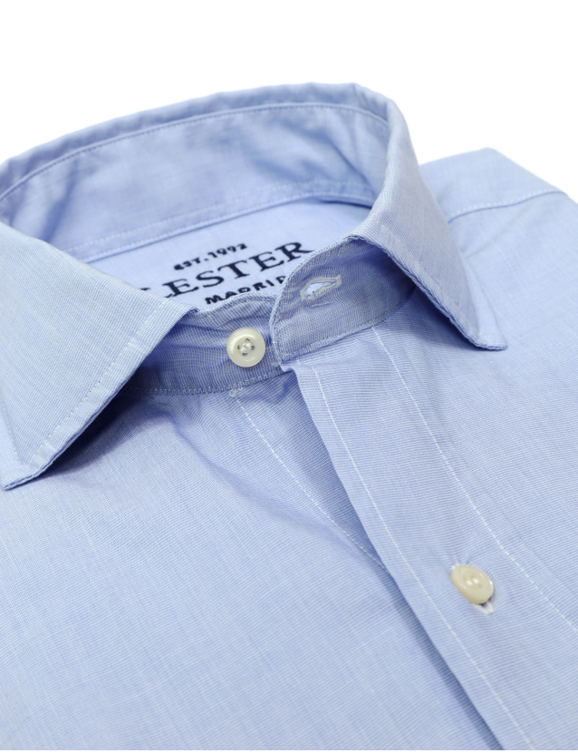 Camisa sport lavada fil a fil Azul 2