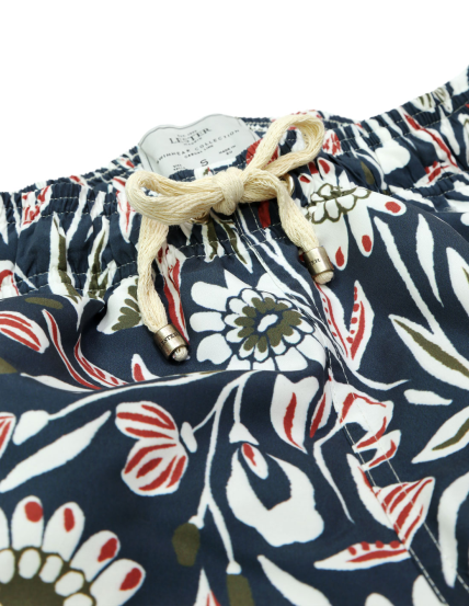 Traje de baño flores Azul marino