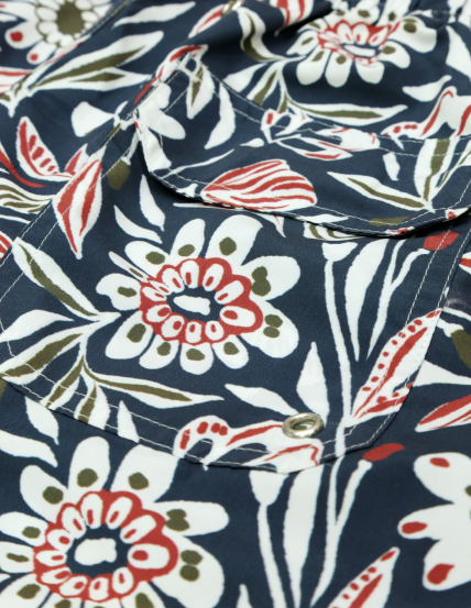 Traje de baño flores Azul marino