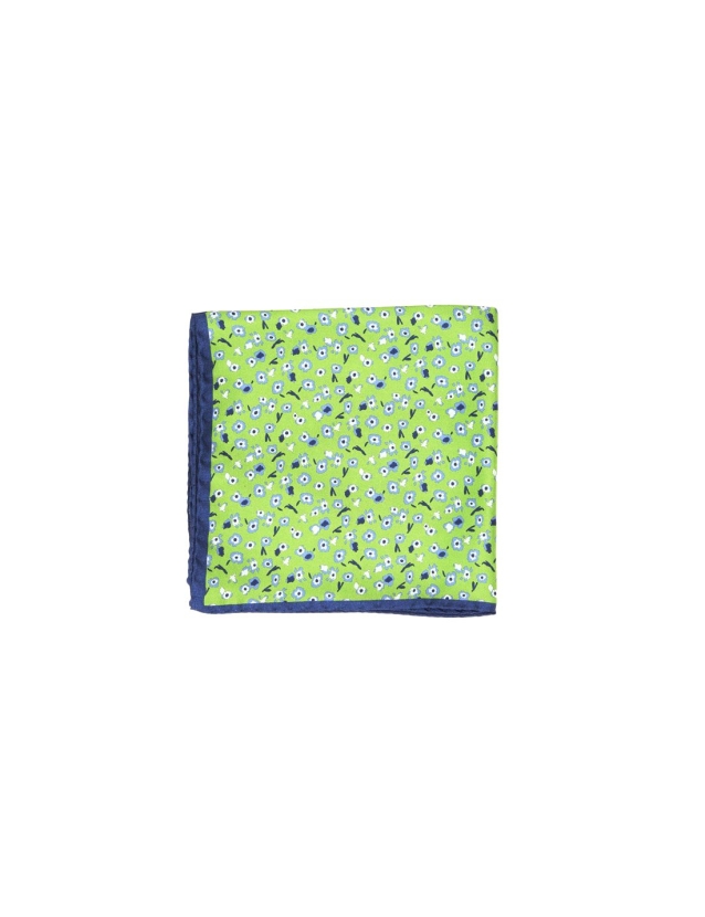 Pañuelo seda flores Azul/verde