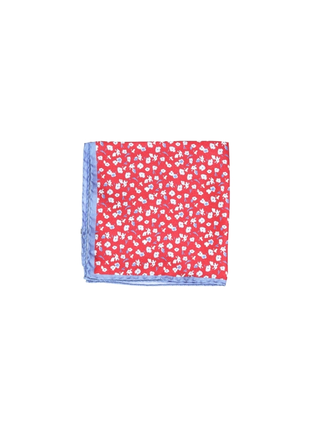 Pañuelo seda flores Rojo/azul