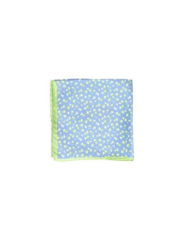 Pañuelo seda flores Verde/azul