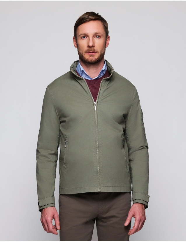 Cazadora popelin lavada Verde