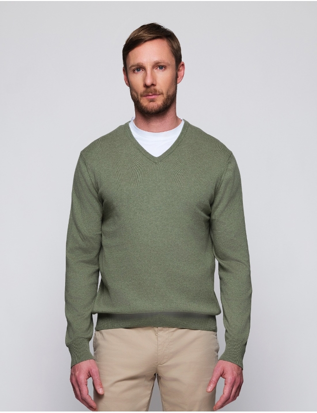 Jersey pico algodón Verde