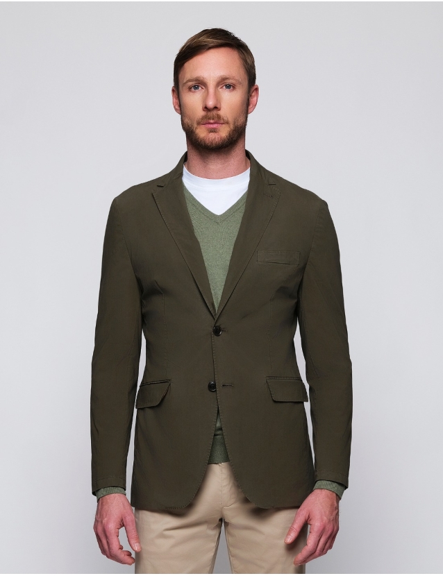 Chaqueta popelin lavada Verde