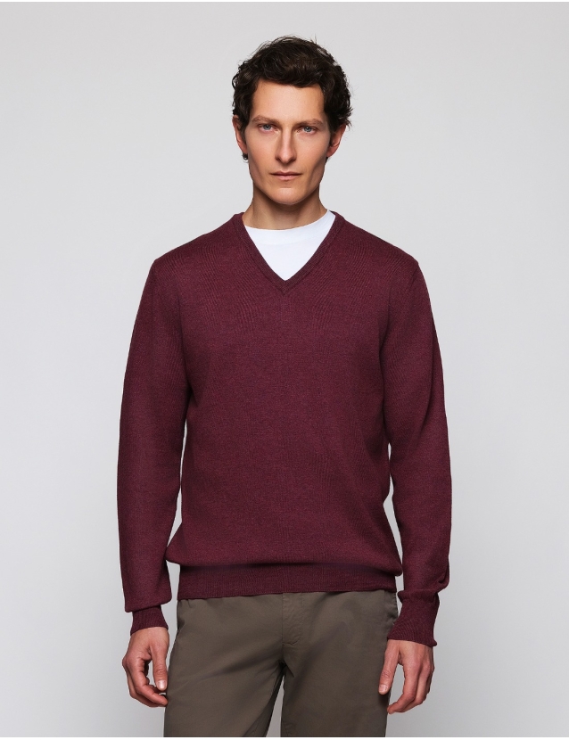 Jersey pico algodón Burdeos