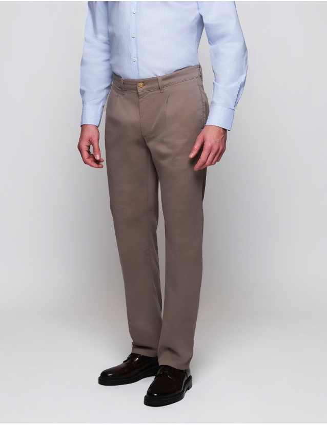 Pantalón satén c/p Kaki