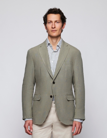 Chaqueta lino  lavada Verde