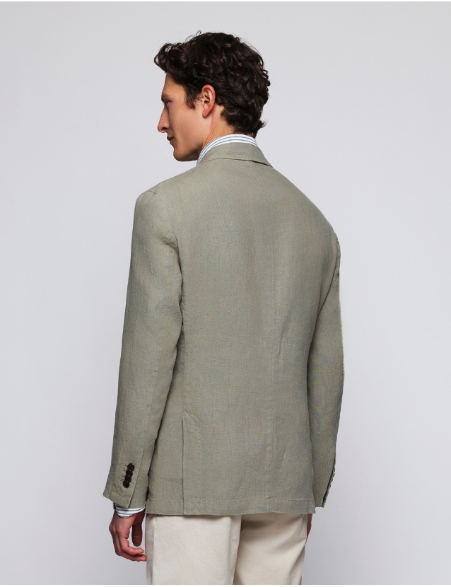 Chaqueta lino  lavada Verde 2